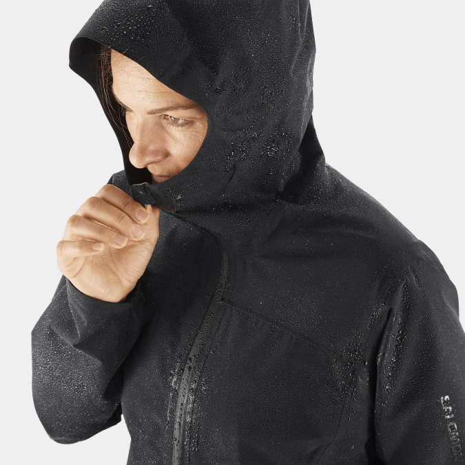 Women\'s Shell Jacket - Outline Gore-Tex 2.5L V42L845 Salomon Deep Black - Salomon Australia