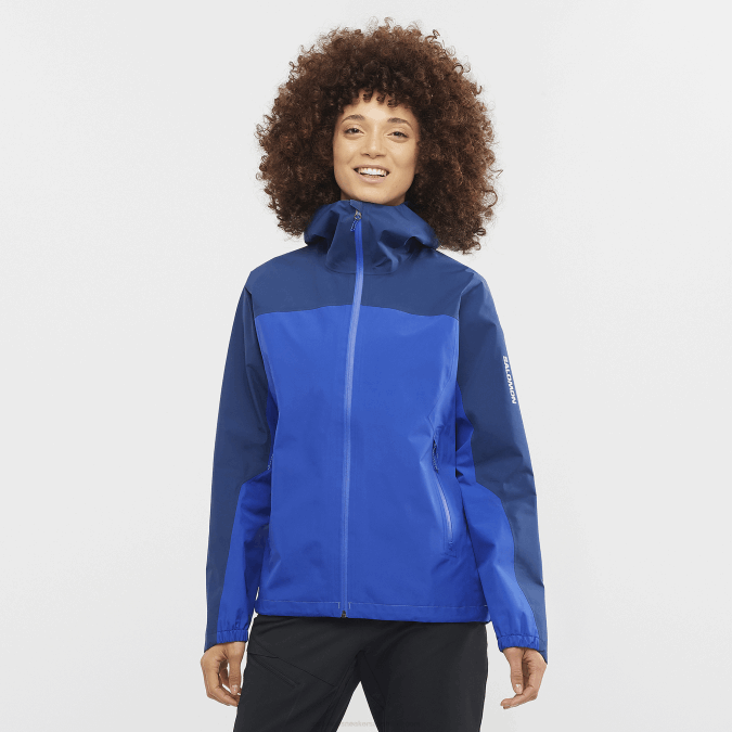 Women's Shell Jacket - Outline Gore-Tex 2.5L V42L847 Salomon Nautical Blue/Navy Peony - Salomon shoes