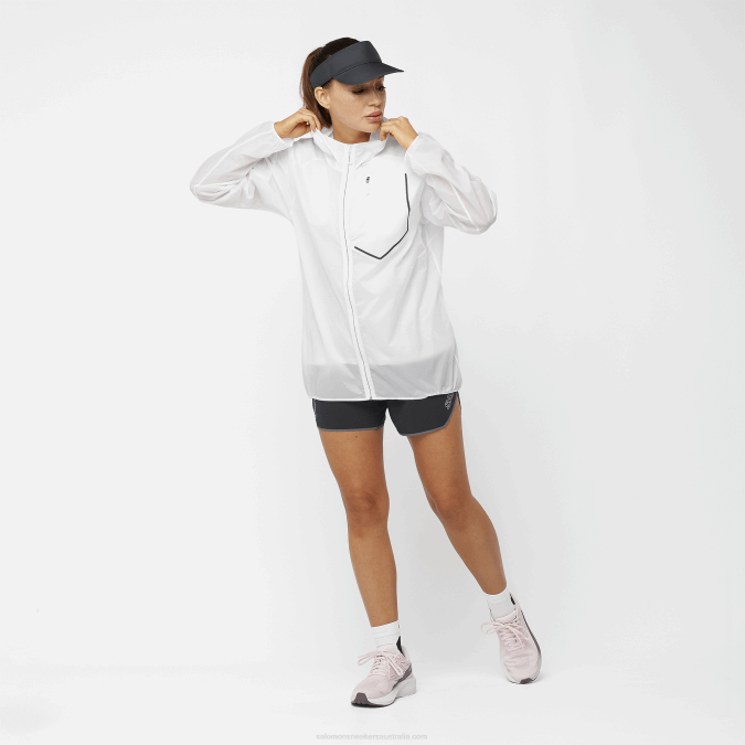 Women\'s Wind Jacket - Bonatti Aero Wind V42L849 Salomon White/Deep Black - Salomon sneakers Australia