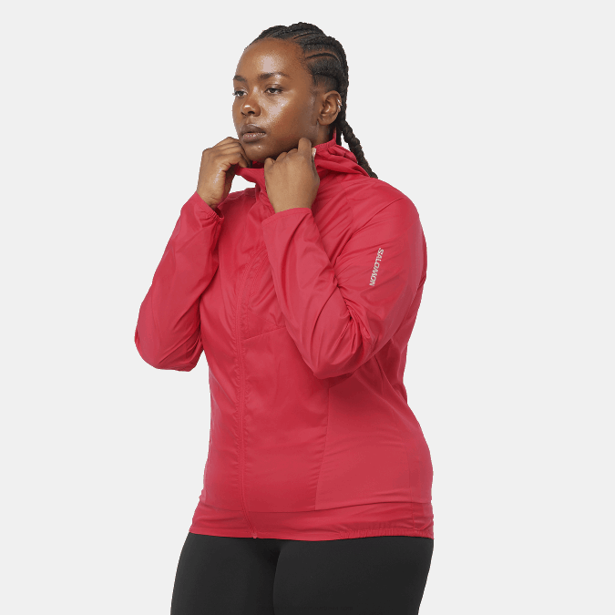 Women's Wind Jacket - Bonatti Cross Wind V42L851 Salomon Jalapeno Red - Salomon Australia