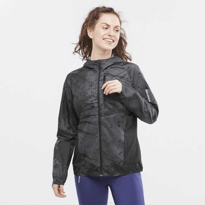 Women's Wind Jacket - Bonatti Cross Wind V42L855 Salomon Deep Black/Periscope/Ao - Salomon shoes