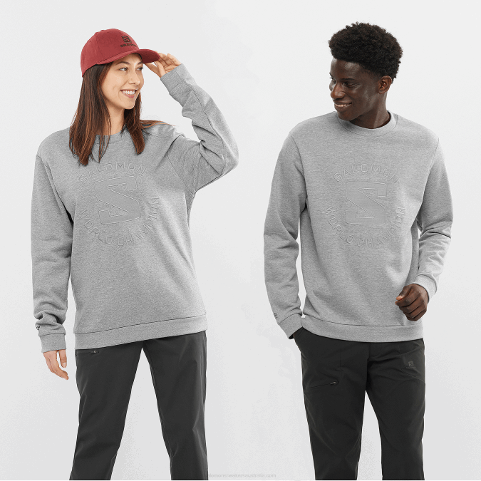 Women's Crewneck Pullover - Outlife Logo Summer Heather V42L869 Salomon Mid Grey/Heather - Salomon shoes