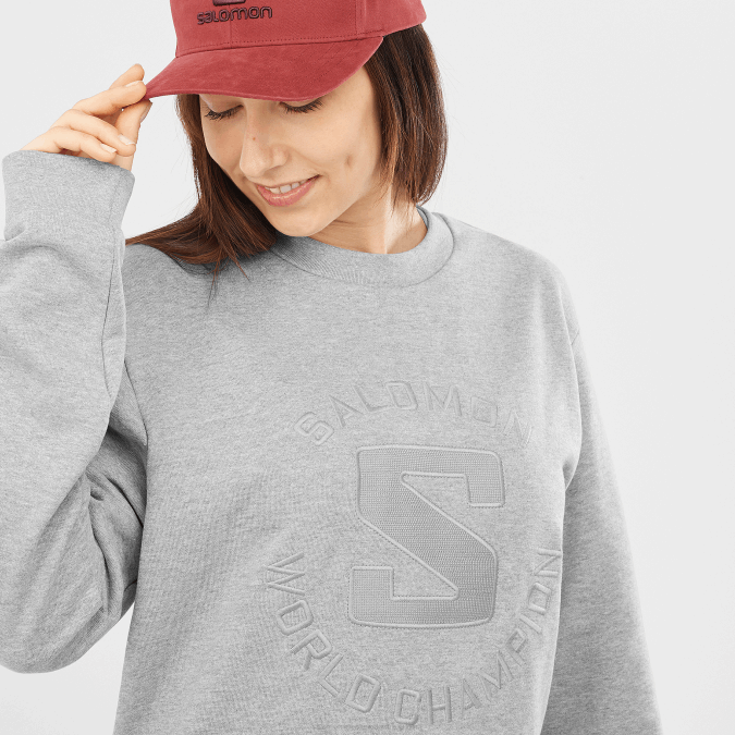 Women\'s Crewneck Pullover - Outlife Logo Summer Heather V42L869 Salomon Mid Grey/Heather - Salomon shoes