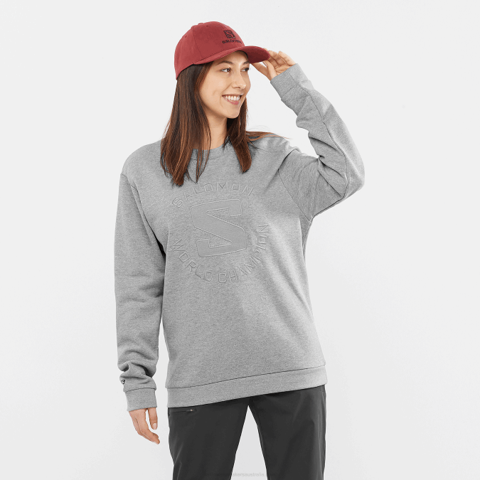 Women\'s Crewneck Pullover - Outlife Logo Summer Heather V42L869 Salomon Mid Grey/Heather - Salomon shoes