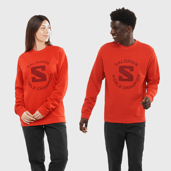 Women's Crewneck Pullover - Outlife Logo Summer V42L875 Salomon Aura Orange - Salomon sneakers Australia