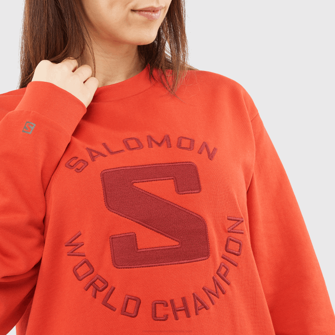 Women\'s Crewneck Pullover - Outlife Logo Summer V42L875 Salomon Aura Orange - Salomon sneakers Australia