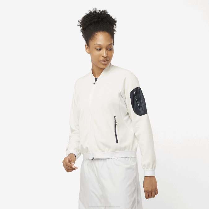Women's Full Zip Midlayer Jacket - Equipe V42L859 Salomon White/Deep Black - Salomon sneakers Australia