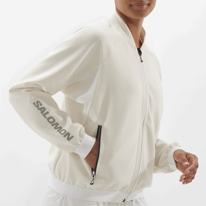 Women\'s Full Zip Midlayer Jacket - Equipe V42L859 Salomon White/Deep Black - Salomon sneakers Australia