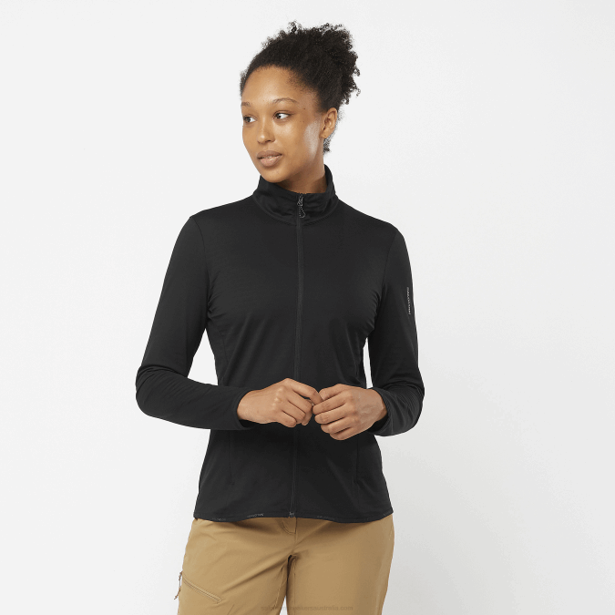 Women's Full Zip Midlayer Jacket - Essential Lightwarm V42L864 Salomon Deep Black - Salomon Australia