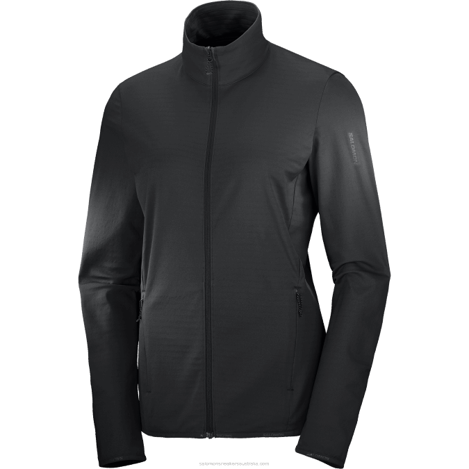 Women\'s Full Zip Midlayer Jacket - Essential Lightwarm V42L864 Salomon Deep Black - Salomon Australia