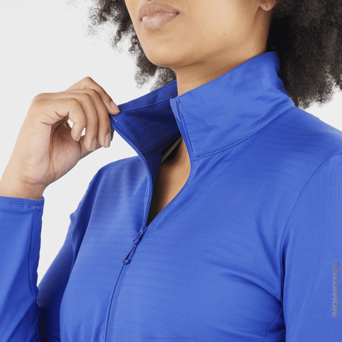 Women\'s Full Zip Midlayer Jacket - Essential Lightwarm V42L866 Salomon Nautical Blue - Salomon Australia