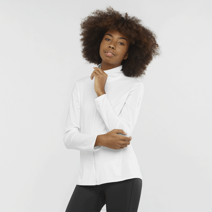 Women's Full Zip Midlayer Jacket - Essential Lightwarm V42L867 Salomon White - Salomon shoes
