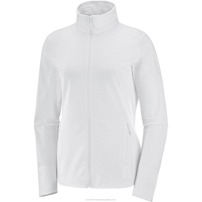 Women\'s Full Zip Midlayer Jacket - Essential Lightwarm V42L867 Salomon White - Salomon shoes