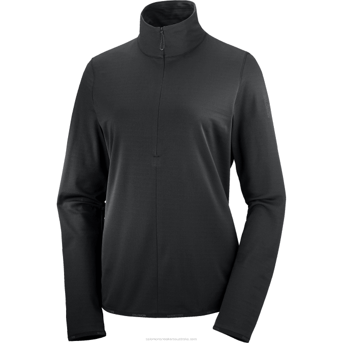 Women\'s Half Zip Midlayer Jacket - Essential Lightwarm V42L870 Salomon Deep Black - Salomon Australia