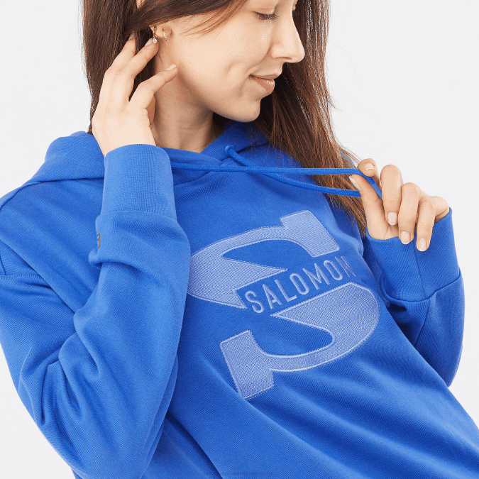 Women\'s Hooded Sweatshirt - Outlife Logo Pullover Hoodie W Summer V42L874 Salomon Nautical Blue - Salomon Australia