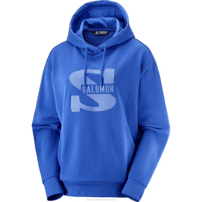 Women\'s Hooded Sweatshirt - Outlife Logo Pullover Hoodie W Summer V42L874 Salomon Nautical Blue - Salomon Australia
