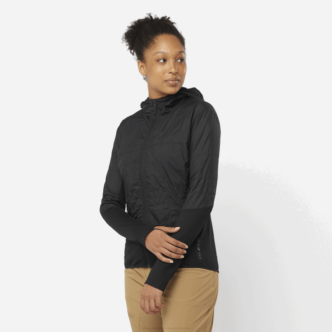 Women's Midlayer Jacket Hoodie - Outline All Season Hybrid V42L876 Salomon Deep Black - Salomon shoes