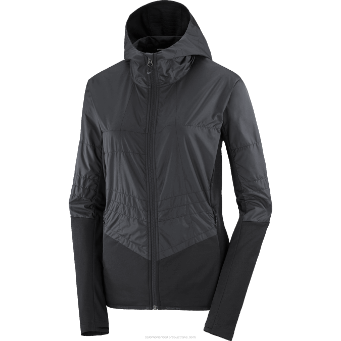 Women\'s Midlayer Jacket Hoodie - Outline All Season Hybrid V42L876 Salomon Deep Black - Salomon shoes