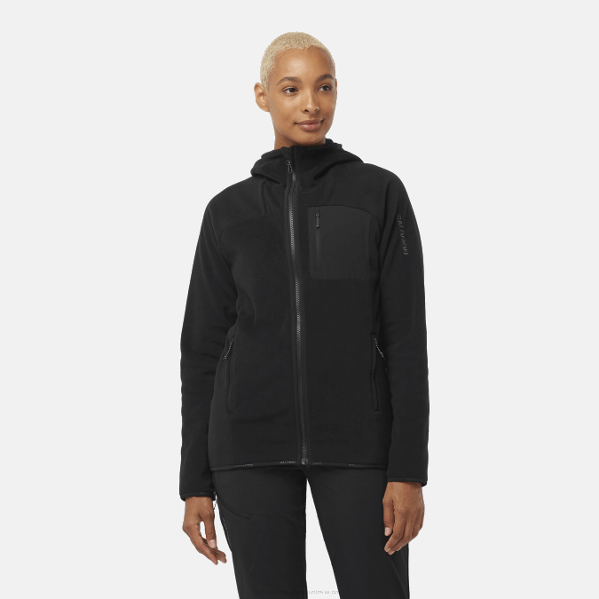 Women's Midlayer Jacket Hoodie - Outline Polartec V42L861 Salomon Deep Black - Salomon Australia
