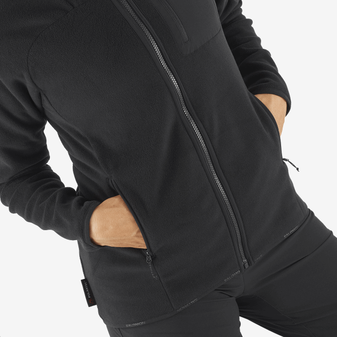 Women\'s Midlayer Jacket Hoodie - Outline Polartec V42L861 Salomon Deep Black - Salomon Australia