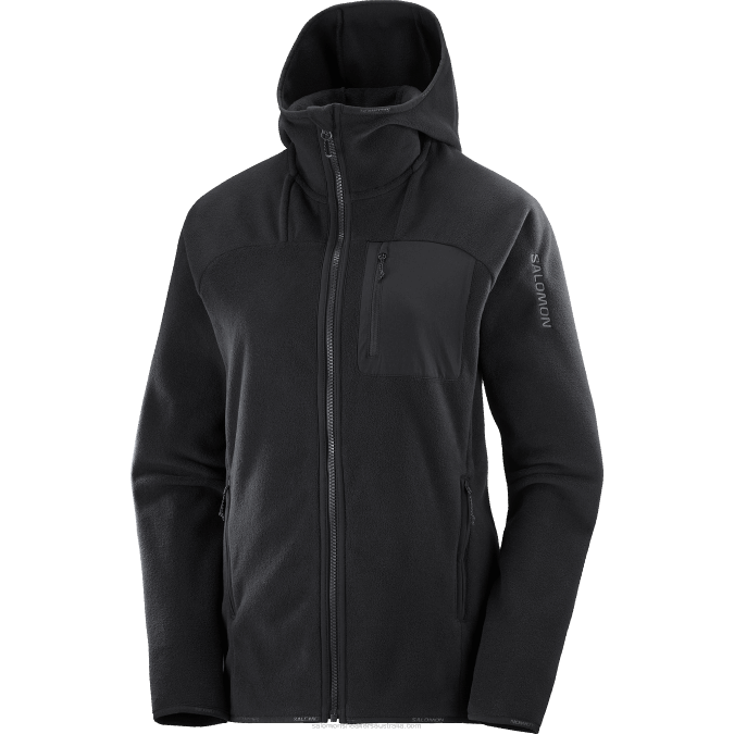 Women\'s Midlayer Jacket Hoodie - Outline Polartec V42L861 Salomon Deep Black - Salomon Australia
