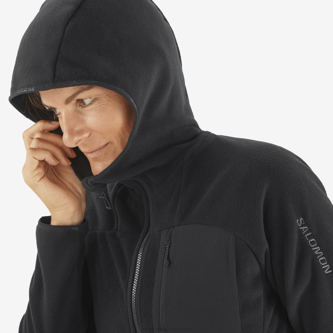 Women\'s Midlayer Jacket Hoodie - Outline Polartec V42L861 Salomon Deep Black - Salomon Australia
