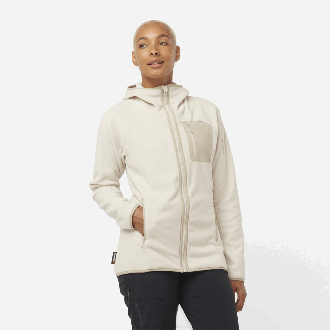 Women's Midlayer Jacket Hoodie - Outline Polartec V42L862 Salomon Rainy Day/Plaza Taupe - Salomon sneakers Australia