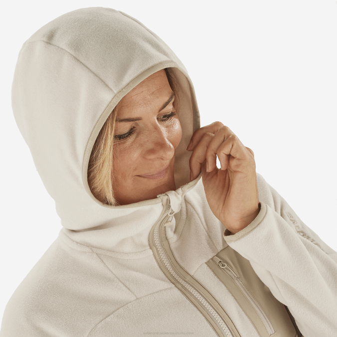 Women\'s Midlayer Jacket Hoodie - Outline Polartec V42L862 Salomon Rainy Day/Plaza Taupe - Salomon sneakers Australia