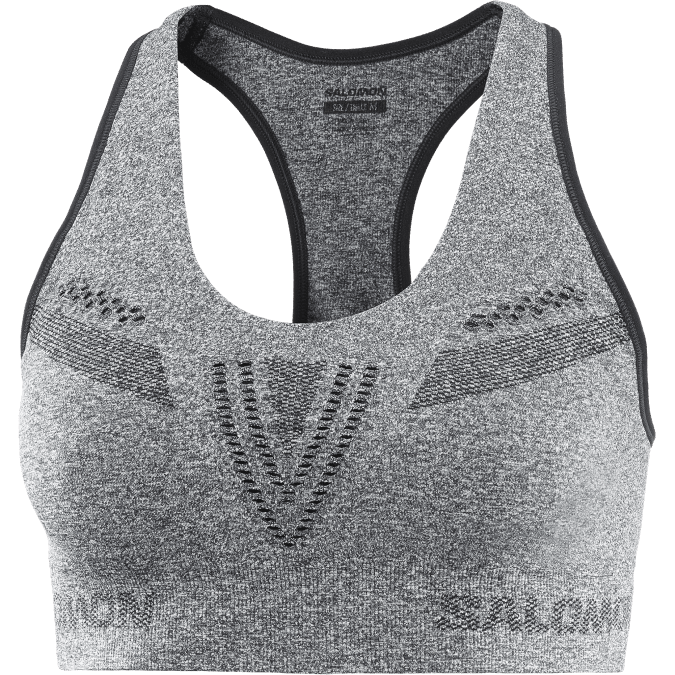 Women\'s Sports Bra - Essential Move On Seamless V42L939 Salomon Deep Black/Heather/Reflective Silver - Salomon sneakers Australia
