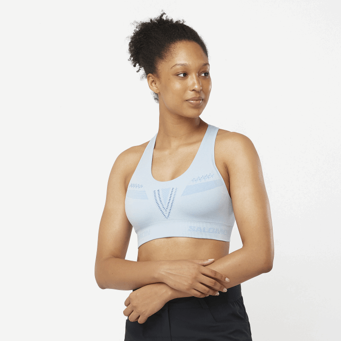 Women's Sports Bra - Essential Move On Seamless V42L942 Salomon Chambray Blue/Heather - Salomon shoes