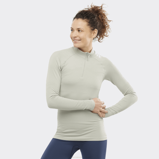 Women's Long Sleeve Baselayer - Essential Seamless V42L923 Salomon Wrought Iron - Salomon sneakers Australia