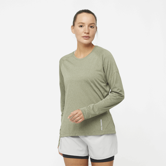 Women's Long Sleeve T-Shirt - Cross Run V42L915 Salomon Grape Leaf/Heather - Salomon Australia