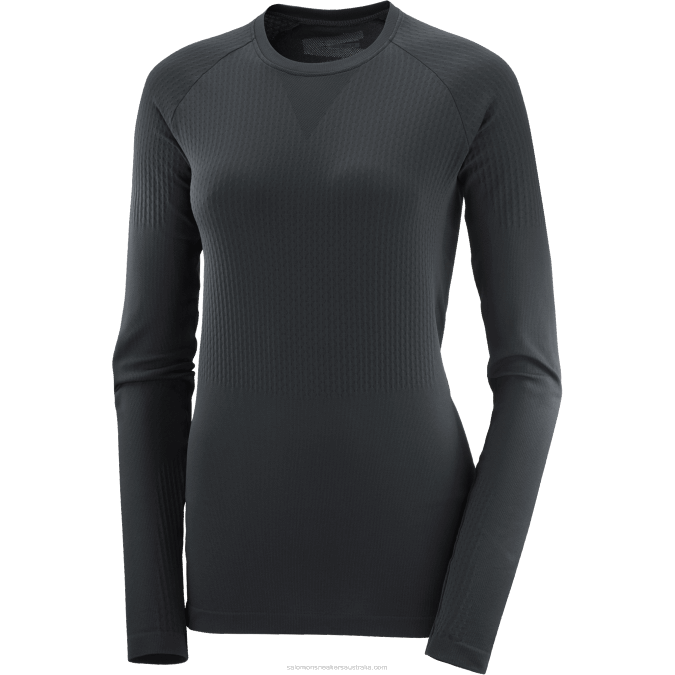 Women\'s Long Sleeve T-Shirt - Sense Aero Seamless V42L908 Salomon Deep Black - Salomon Australia