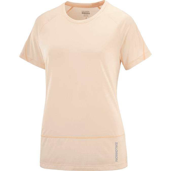 Women\'s Short Sleeve T-Shirt - Cross Run V42L878 Salomon Cream Tan/Heather - Salomon sneakers Australia