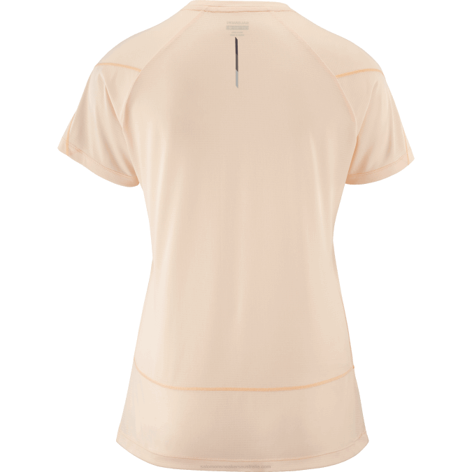 Women\'s Short Sleeve T-Shirt - Cross Run V42L878 Salomon Cream Tan/Heather - Salomon sneakers Australia