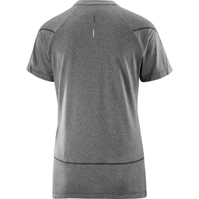 Women\'s Short Sleeve T-Shirt - Cross Run V42L879 Salomon Deep Black/Heather - Salomon shoes