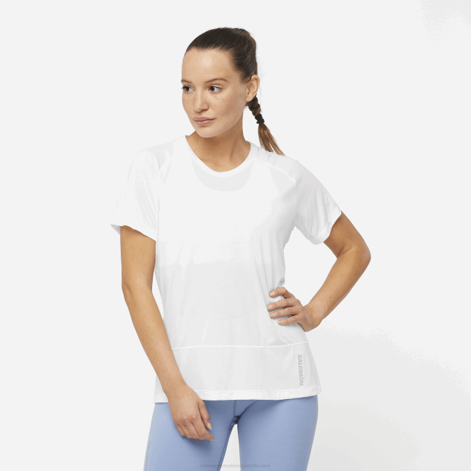 Women's Short Sleeve T-Shirt - Cross Run V42L880 Salomon White - Salomon Australia