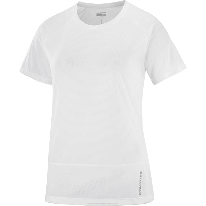 Women\'s Short Sleeve T-Shirt - Cross Run V42L880 Salomon White - Salomon Australia