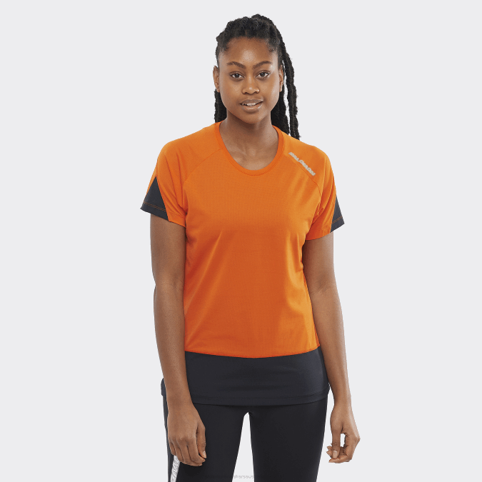 Women's Short Sleeve T-Shirt - Cross Run V42L886 Salomon Scarlet Ibis/Deep Black/Nocturne - Salomon Australia