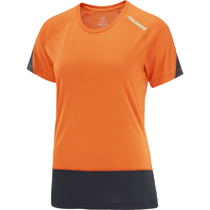 Women\'s Short Sleeve T-Shirt - Cross Run V42L886 Salomon Scarlet Ibis/Deep Black/Nocturne - Salomon Australia