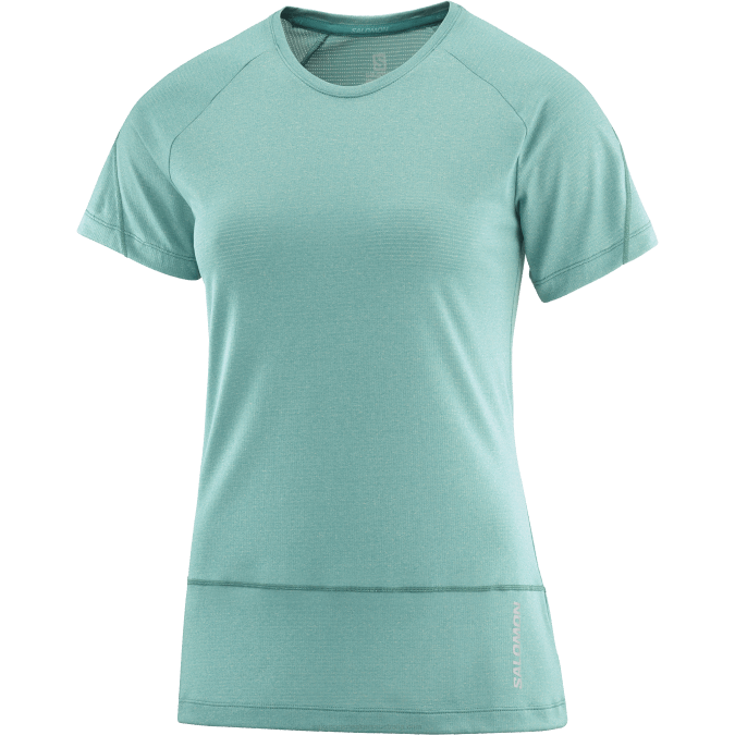 Women\'s Short Sleeve T-Shirt - Cross Run V42L888 Salomon Pacific/Heather - Salomon Australia