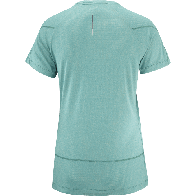 Women\'s Short Sleeve T-Shirt - Cross Run V42L888 Salomon Pacific/Heather - Salomon Australia