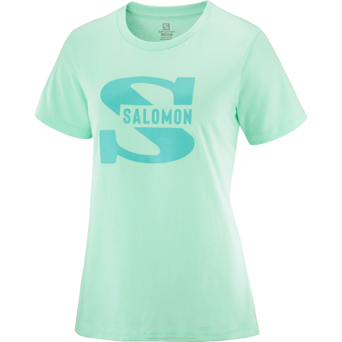 Women\'s Short Sleeve T-Shirt - Outlife Big Logo V42L902 Salomon Beach Glass - Salomon sneakers Australia