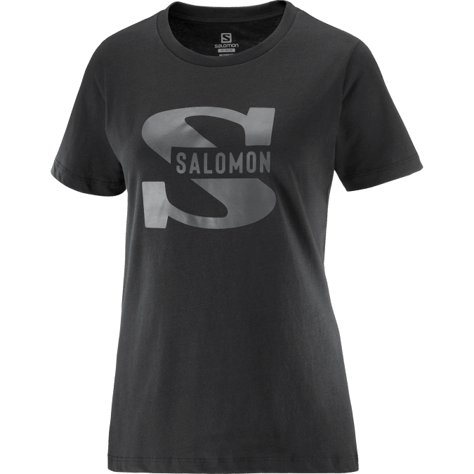 Women\'s Short Sleeve T-Shirt - Outlife Big Logo V42L903 Salomon Black - Salomon shoes