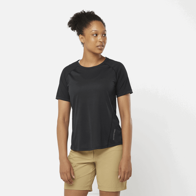 Women's Short Sleeve T-Shirt - Outline V42L930 Salomon Deep Black - Salomon shoes