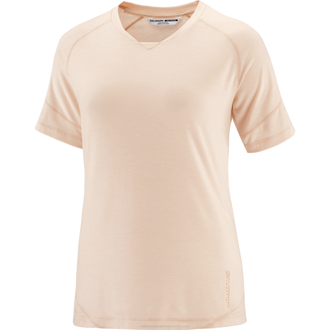 Women\'s Short Sleeve T-Shirt - Runlife V42L912 Salomon Cream Tan/Heather - Salomon sneakers Australia
