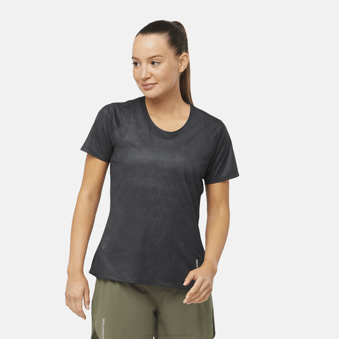 Women's Short Sleeve T-Shirt - Sense Aero V42L928 Salomon Periscope/Deep Black - Salomon sneakers Australia