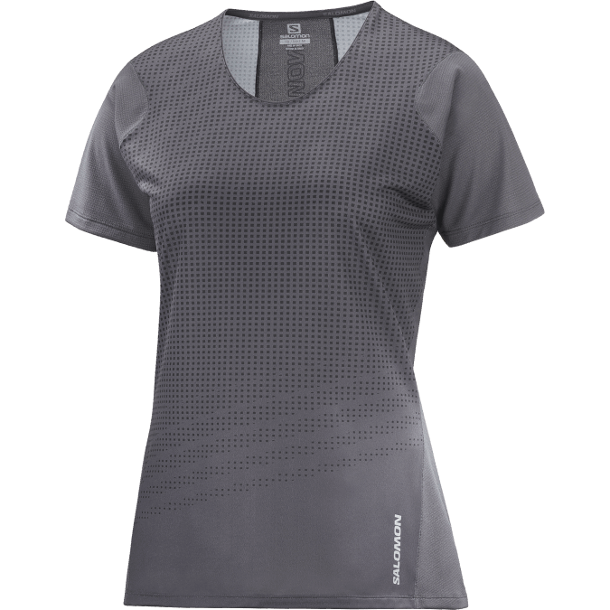 Women\'s Short Sleeve T-Shirt - Sense Aero V42L929 Salomon Periscope/Deep Black - Salomon shoes
