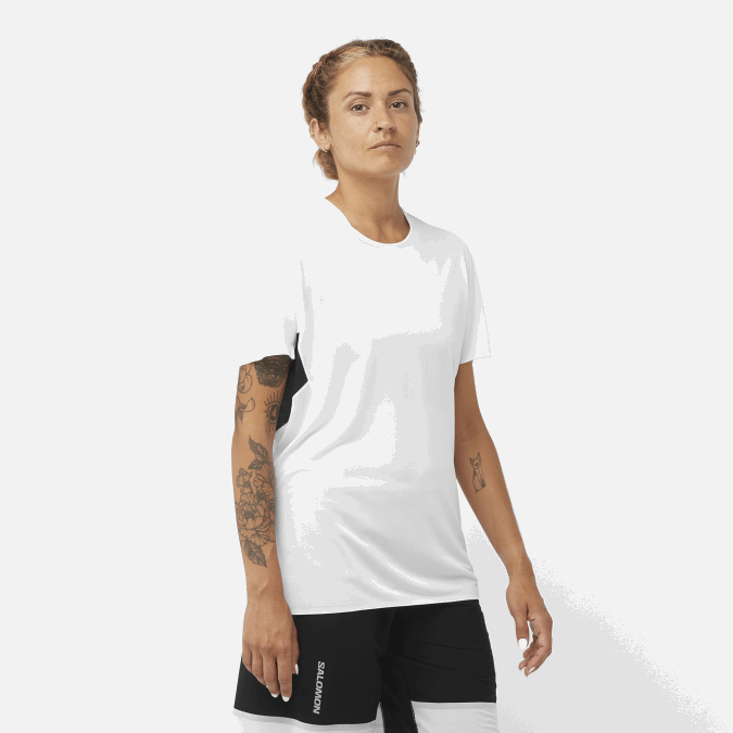 Women's Short Sleeve T-Shirt - Shortney V42L911 Salomon White/Deep Black - Salomon Australia