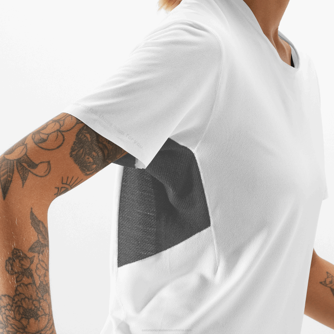 Women\'s Short Sleeve T-Shirt - Shortney V42L911 Salomon White/Deep Black - Salomon Australia